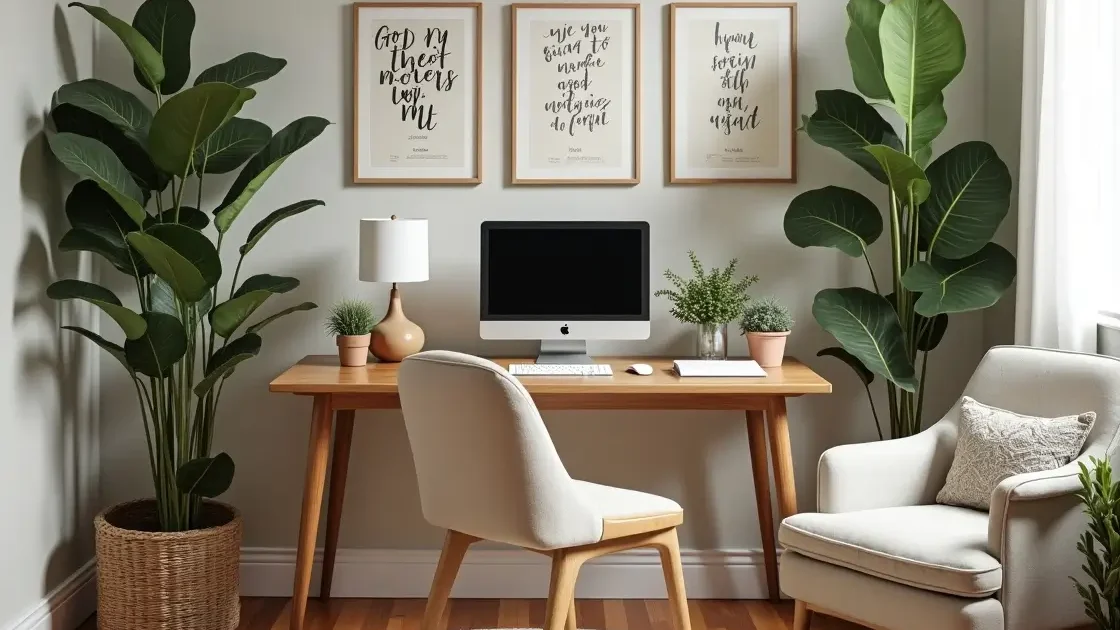 A personalized home office that blends natural elements with modern design for ultimate wellbeing.